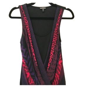 Express Black Tank with Red & Purple Overlay